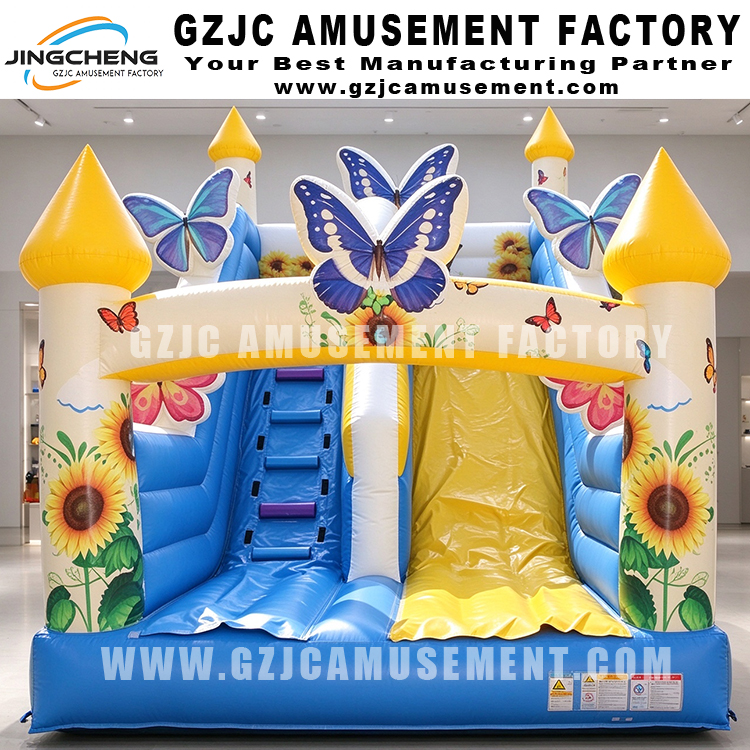Butterfly Sunflower Themed Commercial Inflatable Dry Slide