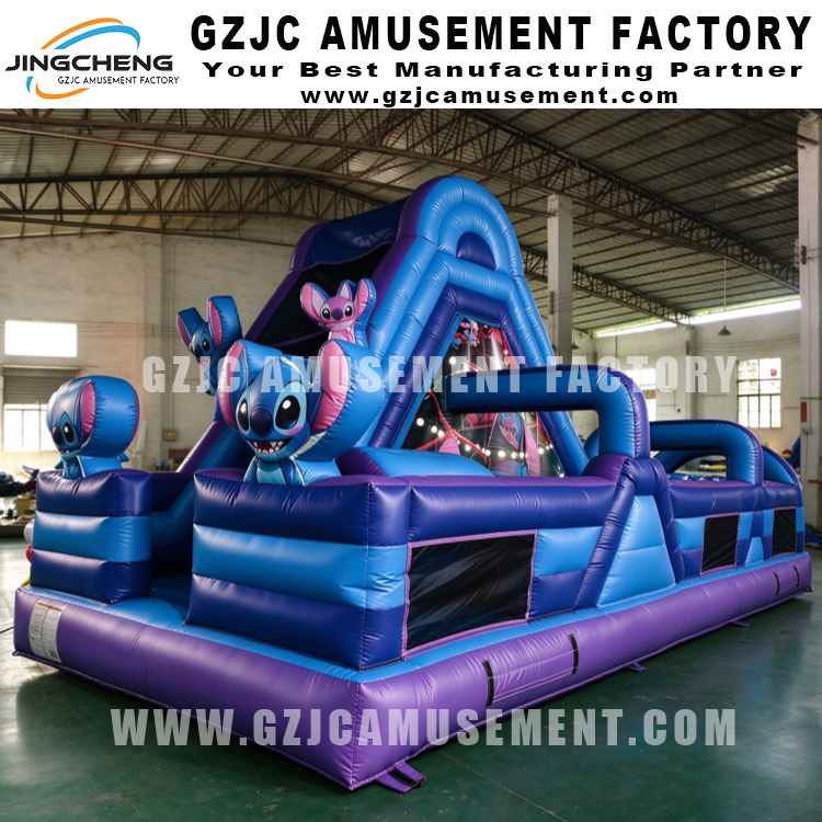Commercial Stitch Inflatable Combo Bouncy Castle with Triple Slides