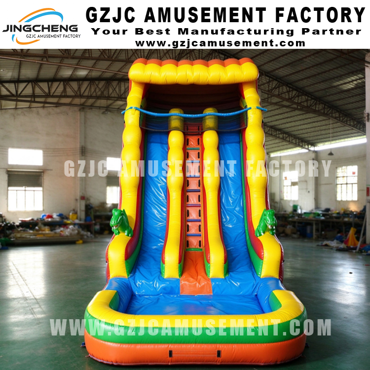 Dinosaur Dual Lane Inflatable Water Slide with Splash Pool, Commercial Kids Dino Inflatable Waterslide