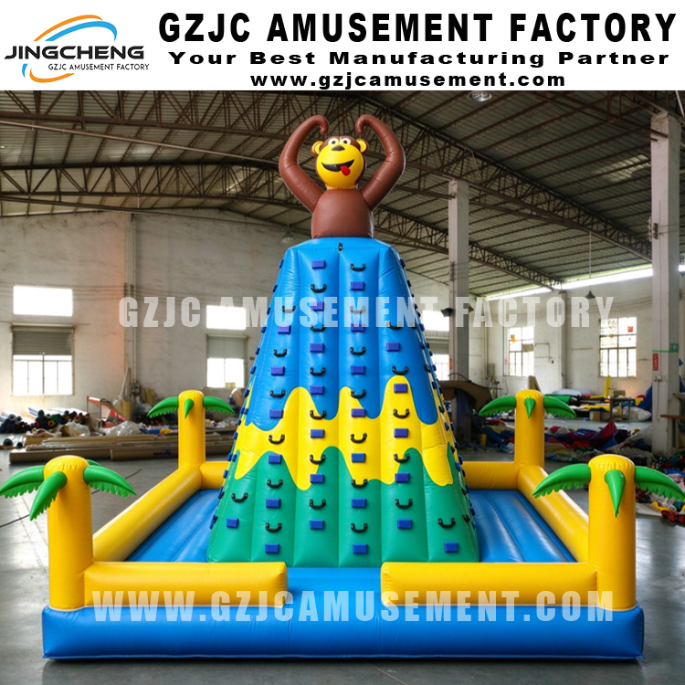 Jungle Monkey Inflatable Rock Climbing Tower with Safety Enclosure
