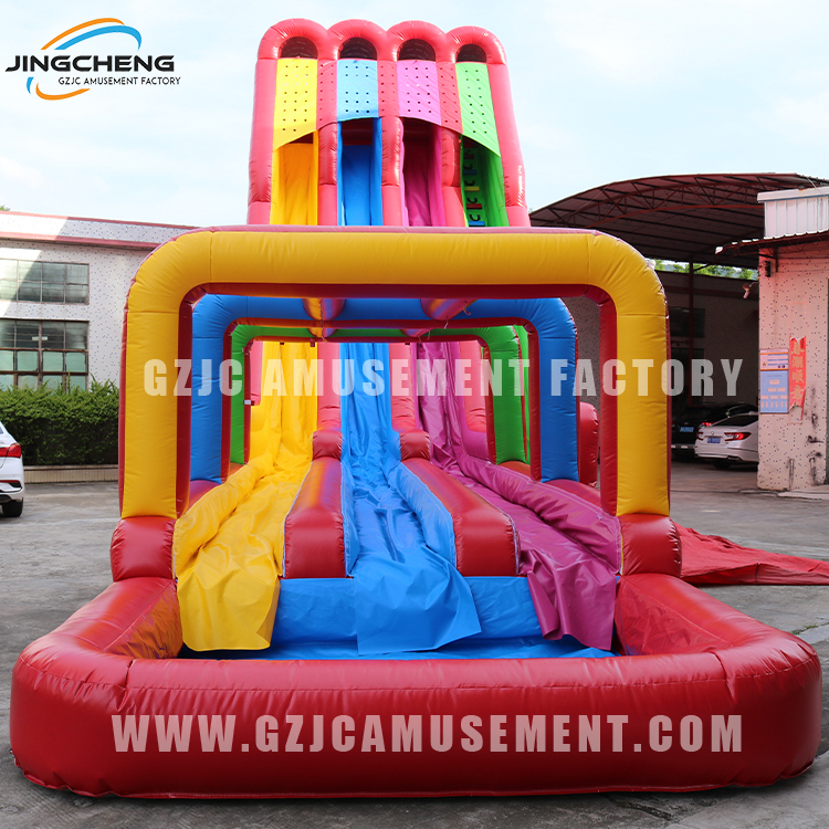 Latest Design Double Water Slide Rainbow Inflatable Slide Pool Inflatable Slide for Adults for Sale