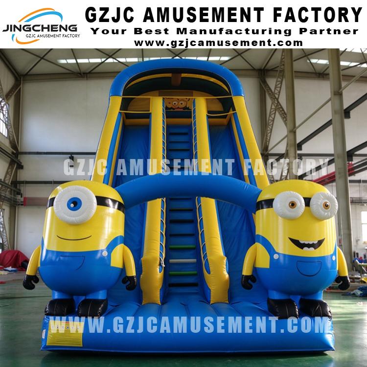 Minions Themed Dual Lane Inflatable Slide Commercial Inflatable Dry Slide