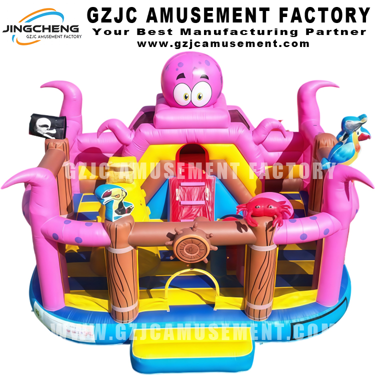 Octopus vs. Pirates Outdoor Slide Bounce House Inflatable Combo