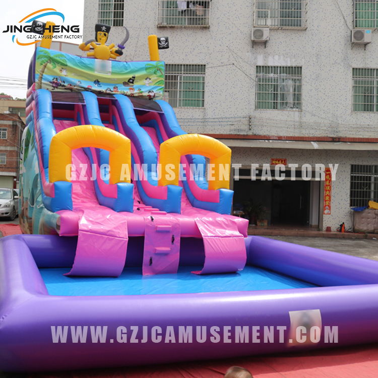 Pirate Theme Water Slide With Inflatable Pool
