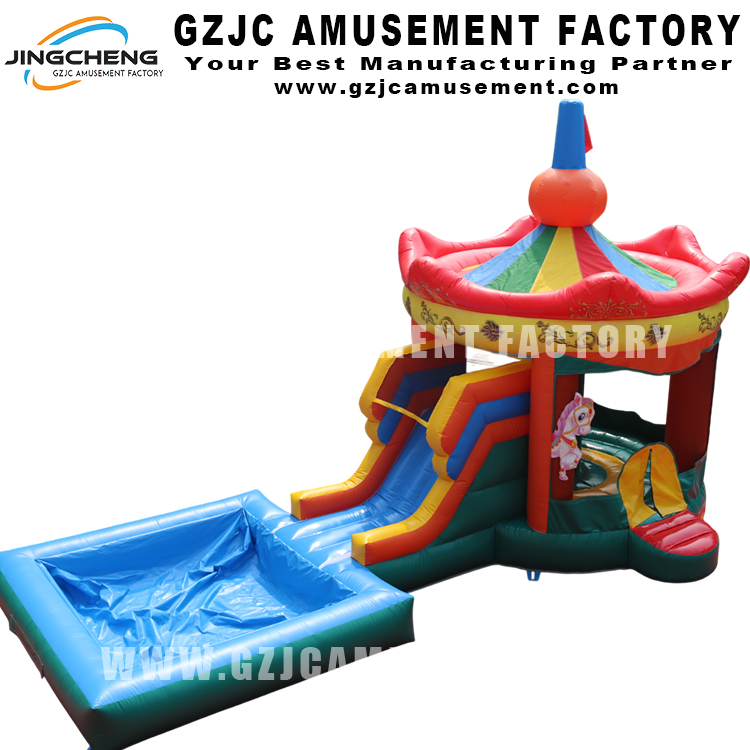 Playground Outdoor Commercial Carousel Inflatable Bounce House With Water Slide Outdoor Toys